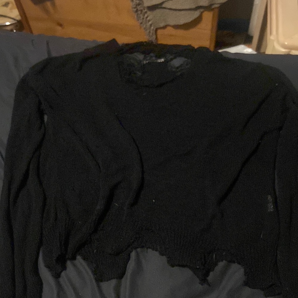 Distressed grunge black sweater top